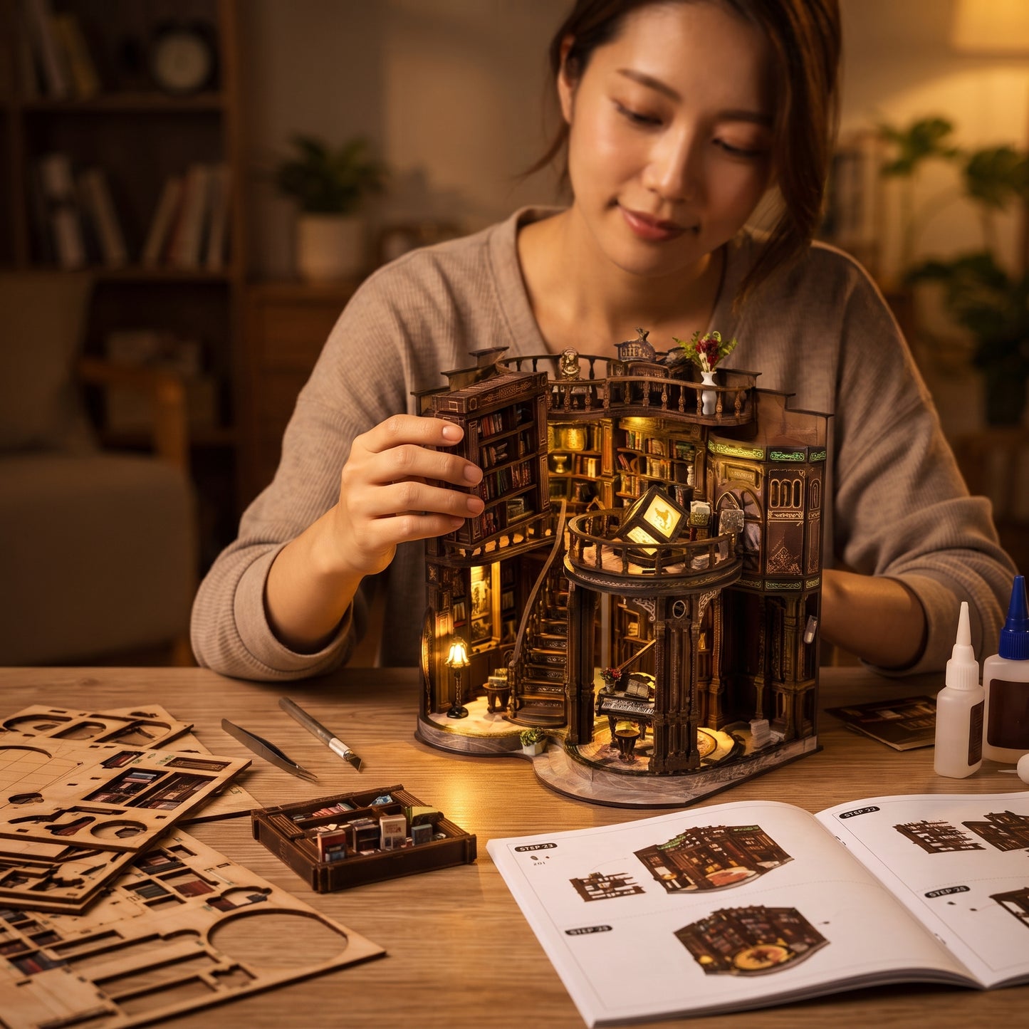 夢灯りの図書館 DIYミニチュアキット